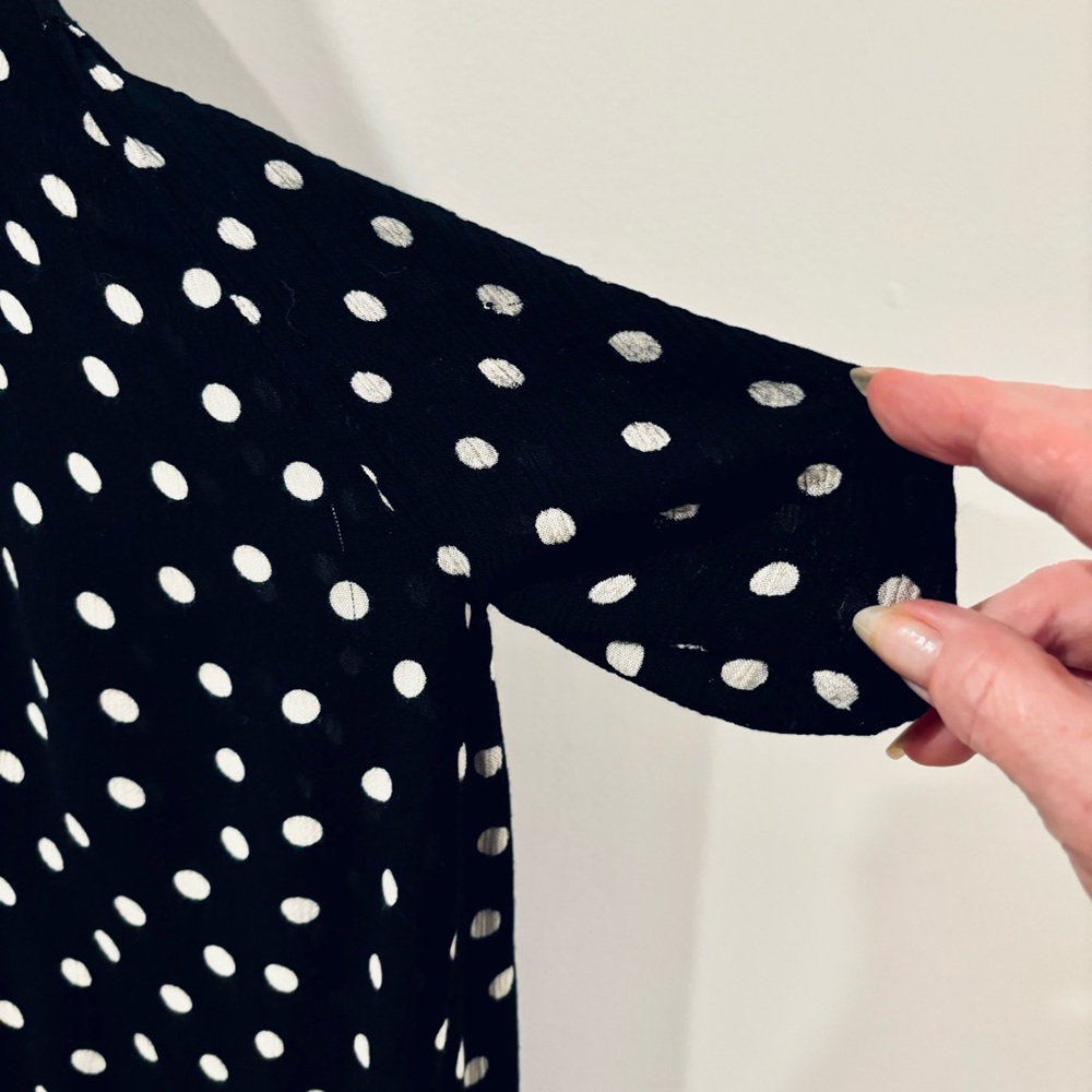 Women’s Dress Free People Size Large Black with White Polka Dots - Picture 5 of 6